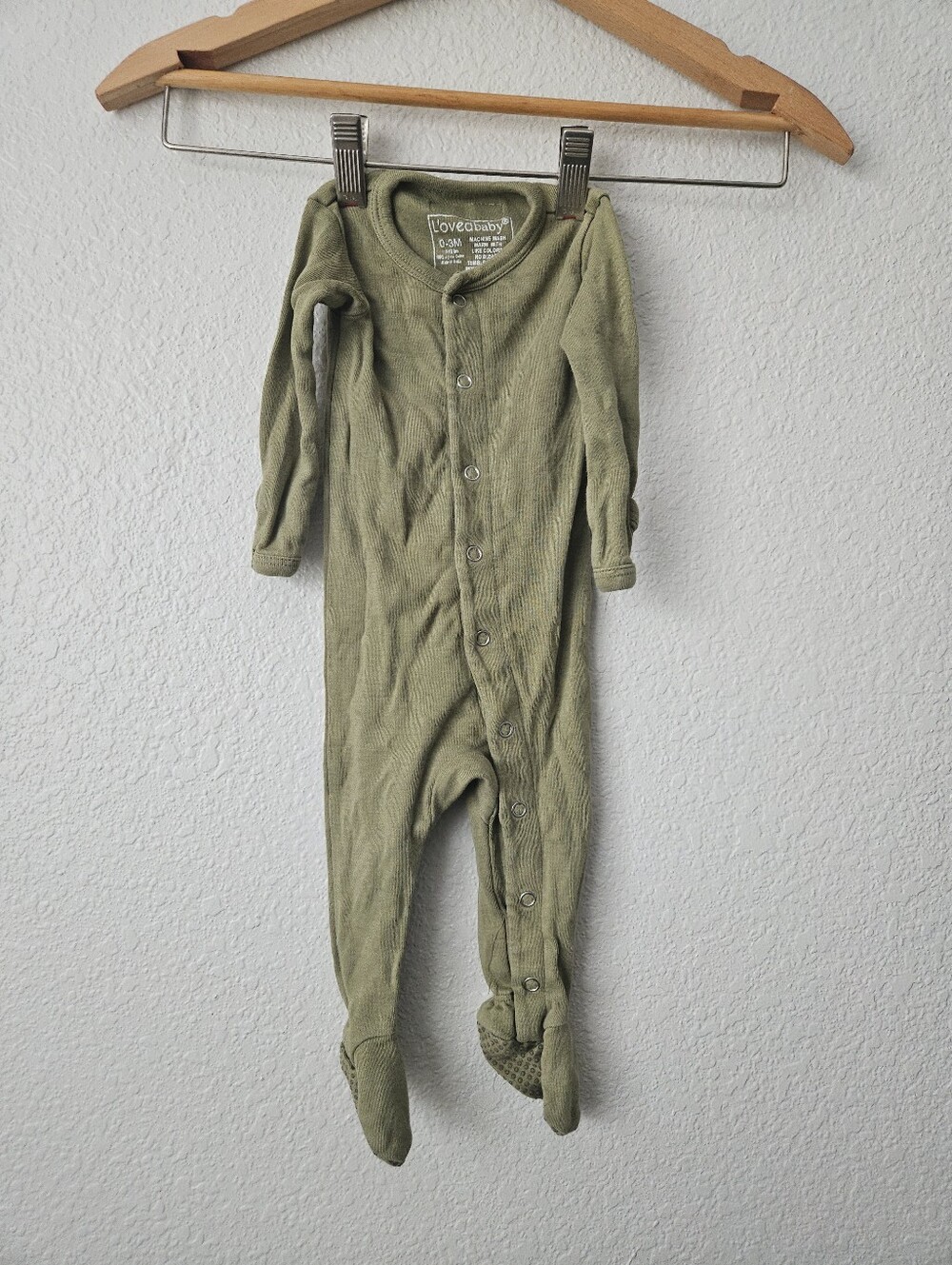 L'ovedbaby Olive Green Footed One-Piece Pajamas